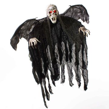 Halloween decoration: ALFIE skeleton ghost with bat wings, LEDs, 85cm