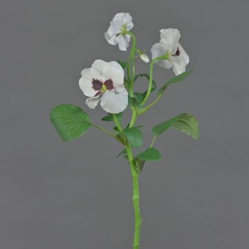 Decorative branch Pansy SIANIE, white, 14"/35cm, Ø1.6"-2.4"/4-6cm