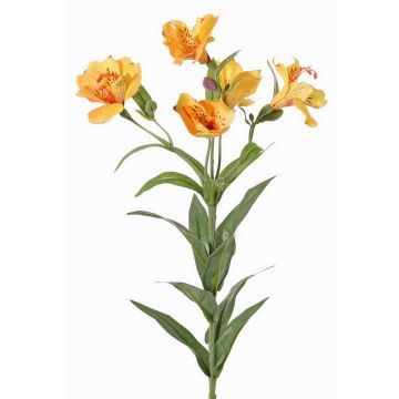 Decorative Inca lily branch AUBERTA, orange-yellow, 30"/75cm, Ø2.4"/6cm