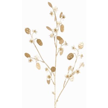 Artificial satin Lunaria branch PINDUS with flowers, white-gold, 33"/85cm Artificial satin Lunaria branch PINDUS with flowers, white-gold, 33"/85cm
