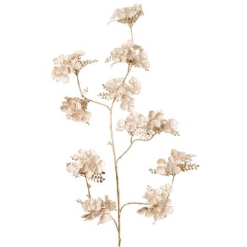 Velvet hydrangea decorative branch PIRES, cream-gold, 110cm