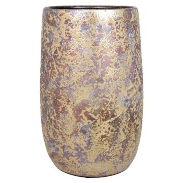 Ceramic vase in retro style MAGO, washed effect, gold, 12"/30cm, Ø7.5"/19cm