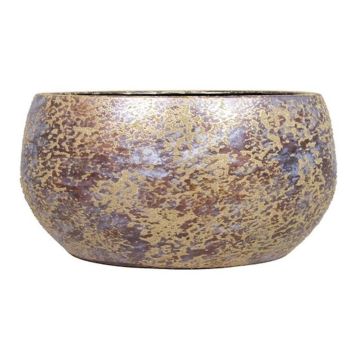 Ceramic bowl in retro style MAGO, washed effect, gold, 5.5"/14cm, Ø11"/29cm