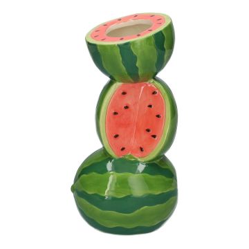 Single flower vase Watermelons TILLAS made of ceramic, red-green-blue, 4.6"x4"x8"/11,7x10x21cm