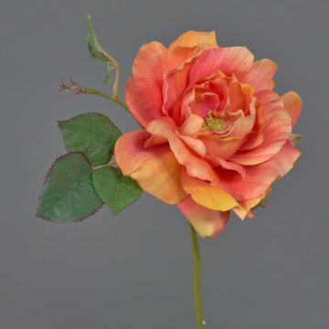 Artificial flower wild rose OCTAVIA, orange, 8"/20cm, Ø4.7"/12cm