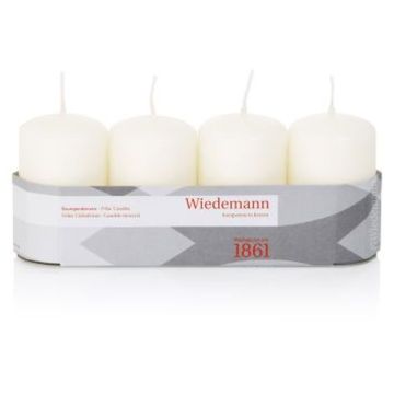 JENARO Advent wreath pillar candles, 4 pieces, ivory, 8cm, Ø5cm, 18h – Made in Germany