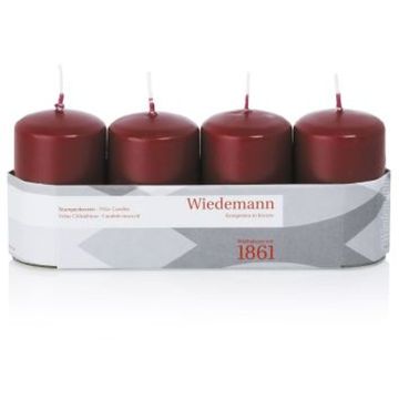JENARO Advent wreath pillar candles, 4 pieces, burgundy, 8cm, Ø5cm, 18h – Made in Germany