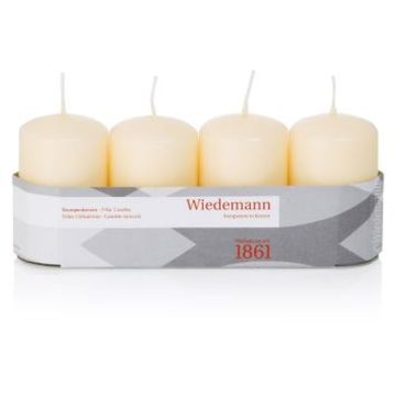 JENARO Advent wreath pillar candles, 4 pieces, biscuit, 8cm, Ø5cm, 18h – Made in Germany