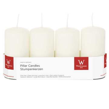 JENARO Advent wreath pillar candles, 4 pieces, ivory, 10 cm, Ø5 cm, 23 hours – Made in Germany