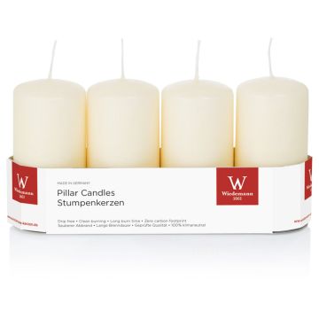 JENARO Advent wreath pillar candles, set of 4, biscuit, 10cm, Ø5cm, 23h – Made in Germany
