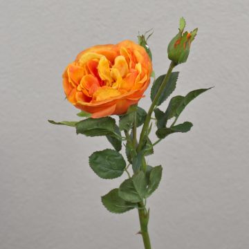 Artificial cabbage rose OLIVERA, orange, 12"/30cm, Ø3.5"/9cm