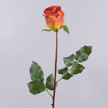 Artificial rose OPHELIE, orange-yellow, 33"/85cm, Ø2.8"/7cm