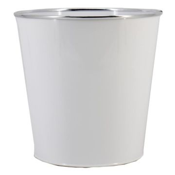 Zinc plant pot FYNAS, white, 9"/24cm, Ø9"/24cm
