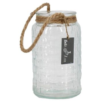 Lantern KAPPY with cord, pattern, clear, 18,5cm, Ø11cm