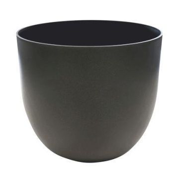 Round plant pot ANOUCK made of recycled plastic, anthracite, 13"/32,5cm, Ø15"/39cm