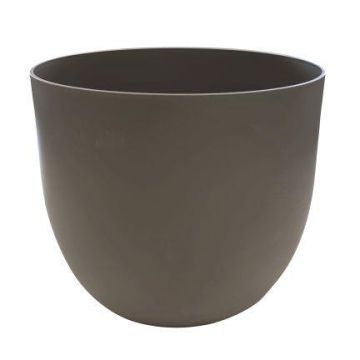 Round plant pot ANOUCK made of recycled plastic, taupe, 13"/32,5cm, Ø15"/39cm