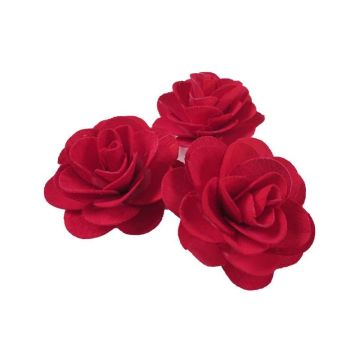 Wood Decorative blossoms Roses DELPHINE, 5 pcs, red, Ø5cm