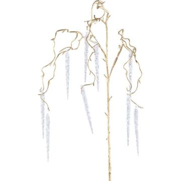 Artificial hazel branch MONDEL with icicles, hanging, gold, 4ft/115cm
