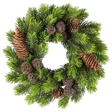Decorative fir wreath BAVRO with cones, green, Ø10"/25cm Decorative fir wreath BAVRO with cones, green, Ø10"/25cm