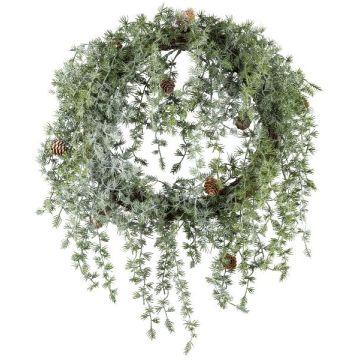 Decorative ceiling wreath Cedar MOPLI, cones, frosted, green-white, Ø14"/35cm Decorative ceiling wreath Cedar MOPLI, cones, frosted, green-white, Ø14"/35cm