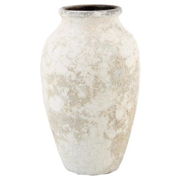 Ceramic vase SENTIF textured, antique white, 50cm, Ø26cm