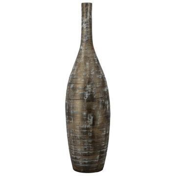 Ceramic vase Decorative bottle RODYN ribbed, gradient, brown, 100cm, Ø26cm