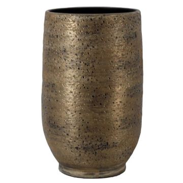 Ceramic vase YELAN with grain, brown-gold, 50cm, Ø32cm
