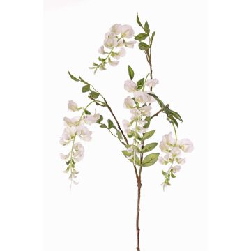 Artificial wisteria spray SOULA with blossoms, white, 31"/80cm, Ø2.8"-3.1"/7-8cm