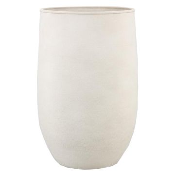 Plant vase SOLIM, relief pattern, ceramic, white, 40cm, Ø26cm