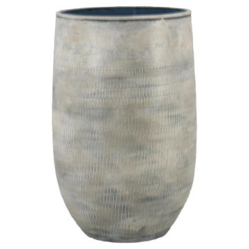 Pflanzvase SOLIM, Reliefmuster, Keramik, blau-grau, 50cm, Ø32cm
