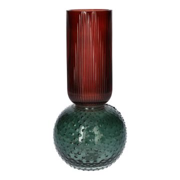 Table vase glass FRODO ribbed dots, blue-red-clear, 8"/20cm, Ø3.7"/9.5cm Table vase glass FRODO ribbed dots, blue-red-clear, 8"/20cm, Ø3.7"/9.5cm