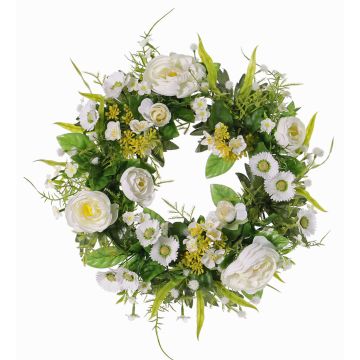 Spring wreath FAHIRA with ranunculus, daisies, cream, Ø10"/25cm Spring wreath FAHIRA with ranunculus, daisies, cream, Ø10"/25cm