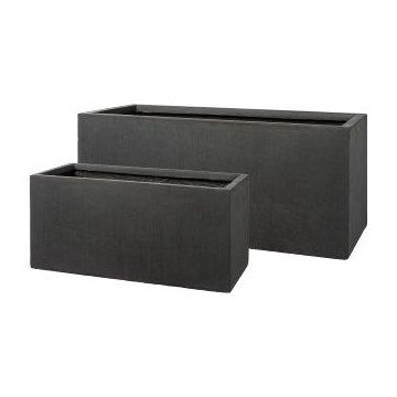 Rectangular flower box KIRIMA, 2 pieces, fibreglass, anthracite, 24"x11"x11"/60x28x28cm, 31"x14"x14"/80x35x35cm