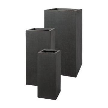 Square column planter KIRIMA, 3 pieces, fibreglass, anthracite, 8"x8"x20"/20x20x50cm, 10"x10"x24"/26x26x60cm, 13"x13"x28"/33x33x70cm Square column planter KIRIMA, 3 pieces, fibreglass, anthracite, 8"x8"x20"/20x20x50cm, 10"x10"x24"/26x26x60cm, 13"x13"x28"/33x33x70cm