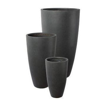 Round tall vase KIRIMA, 3 pieces, fibreglass, anthracite, 13"x24"/34x60cm, 17"x31"/44x80cm, 21"x3ft/54x100cm Round tall vase KIRIMA, 3 pieces, fibreglass, anthracite, 13"x24"/34x60cm, 17"x31"/44x80cm, 21"x3ft/54x100cm