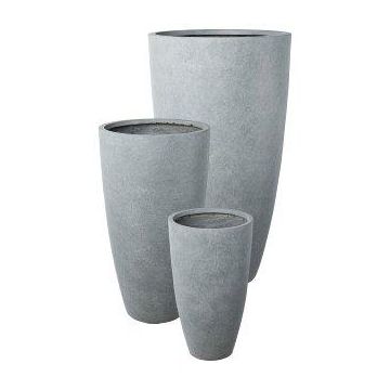 Round tall planter KIRIMA, 3 pieces, fibreglass, grey, 13"x24"/34x60cm, 17"x31"/44x80cm, 21"x3ft/54x100cm Round tall planter KIRIMA, 3 pieces, fibreglass, grey, 13"x24"/34x60cm, 17"x31"/44x80cm, 21"x3ft/54x100cm
