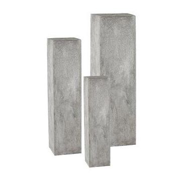 Square pedestal column NARUKO, 3 pieces, fibreglass, grey, 8"x8"x31"/20x20x80cm, 11"x11"x3ft/28x28x100cm, 14"x14"x4ft/35x35x120cm Square pedestal column NARUKO, 3 pieces, fibreglass, grey, 8"x8"x31"/20x20x80cm, 11"x11"x3ft/28x28x100cm, 14"x14"x4ft/35x35x120cm