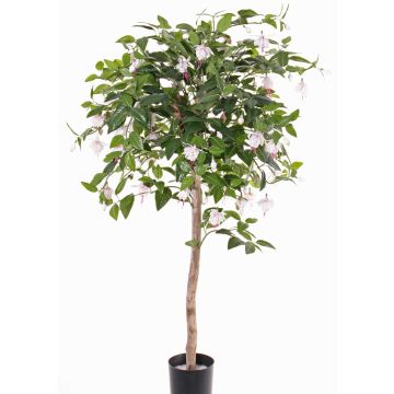Artificial Fuchsia tree MINERVA, real stem, blooms, pale pink, 35"/90cm