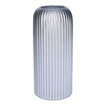 ALBURGIS glass vase with grooves, silver metallic, 20cm, Ø8.7cm ALBURGIS glass vase with grooves, silver metallic, 20cm, Ø8.7cm