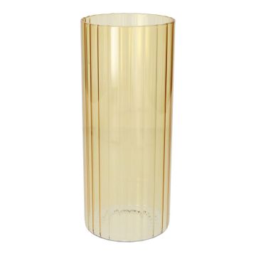 BLANDINA decorative vase, glass, fluted, yellow-transparent, 24cm, Ø10cm