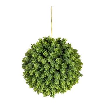 Artificial hop ball VALKIN with flowers, hanging, green, Ø21cm