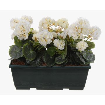 Artificial geraniums FLOREANA in a window box, set of 3, white, 16"x5.9"x14"/40x15x35cm Artificial geraniums FLOREANA in a window box, set of 3, white, 16"x5.9"x14"/40x15x35cm