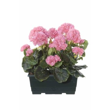 FLOREANA artificial geraniums in a window box, set of 2, light pink, 24x11x35cm
