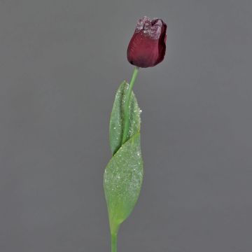 Fake tulip PILVI, frozen, dark red, 26"/65cm, Ø2"/5cm