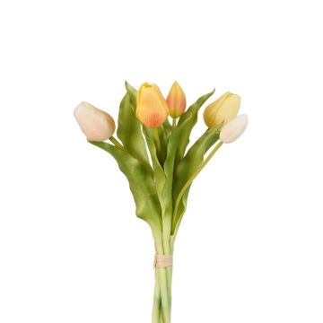 Artificial flowers tulips Bouquet LEANA, yellow-pink-white, 12"/30cm, Ø8"/20cm Artificial flowers tulips Bouquet LEANA, yellow-pink-white, 12"/30cm, Ø8"/20cm