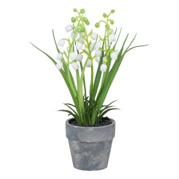 Artificial flower Lily of the Valley ZORKLEM in decorative pot, white, 7"/18cm