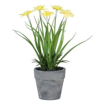Artificial flower Narcissus ZORKLEM in decorative pot, yellow, 9"/22cm