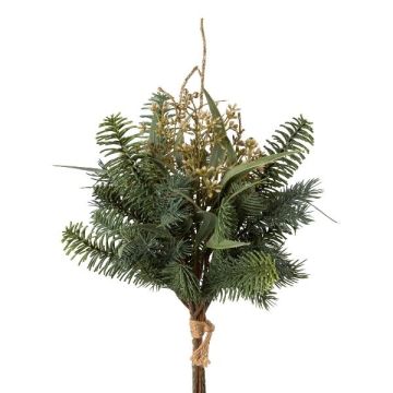 Decorative bunch of eucalyptus and fir RAVOL with berries, green-gold, 18"/45cm