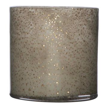 Glass cylinder for candles SANYA EARTH, speckled, grey-gold, 4.7"/12cm, Ø4.7"/12cm