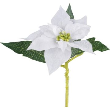 Plastic flower Poinsettia KASNERK, white, 16"/40cm